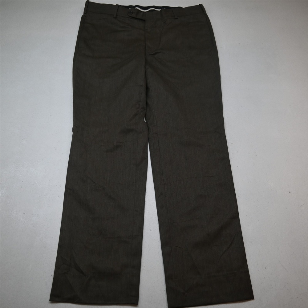 Tom James 36x34 Brown Wool Flat Front Straight Dress Mens Pants